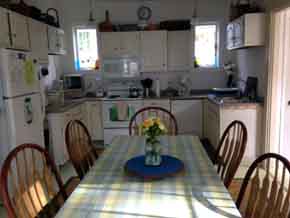 View of large eat-in Acadia Memories rental vacation cottage kitchen 